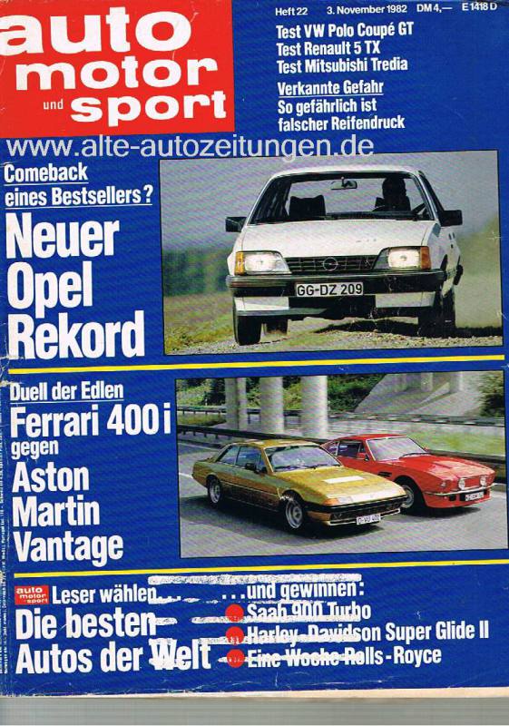 3. November 1982 - Auto Motor Und Sport Heft 22